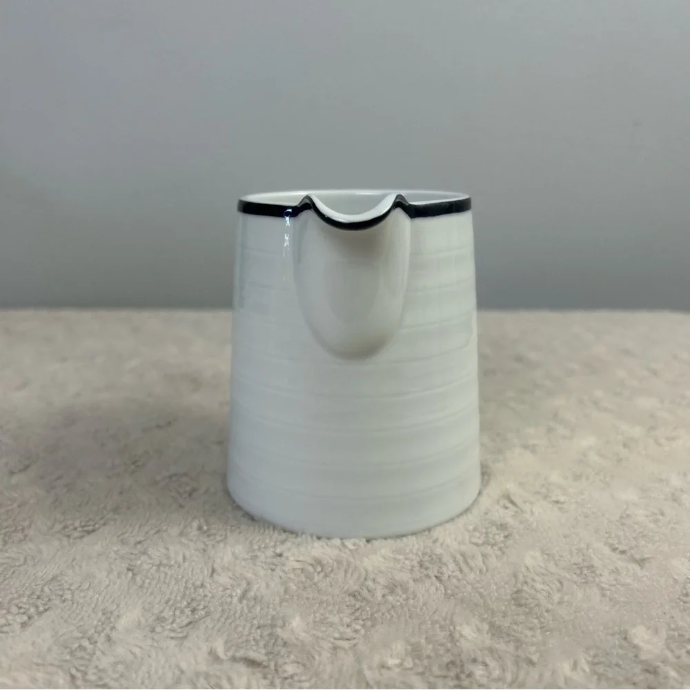 Crate & Barrel Roulette Blue Creamer Spal Porcelain White Portugal